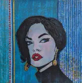 Lady in blu / 40x40x5 cm